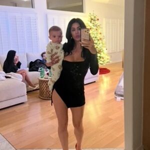 Tiger must Elegant Black Women's Dress with high slit